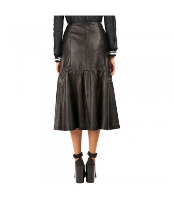 Women Leather Skirts Designer Calf Below Knee Length Long Skirt Mini Skirt 